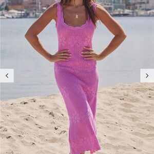 saltwater LUXE Lavender-Pink Crochet Maxi Coverup Dress Size S